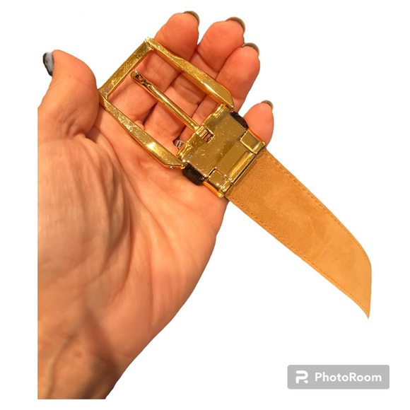 Elegant genuine lizard skin belt gold buckle Made in Italy 40 excellent!! - Picture 5 of 7